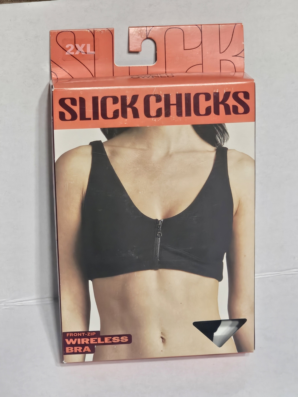 Slick Chicks Front-Zip Wireless Bra - Black Size 2XL